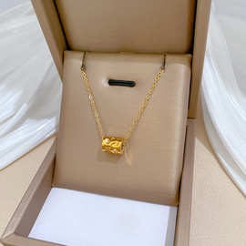 铜镀真金小蛮腰个性极简风炉内真金项链女ins网红锁骨链配