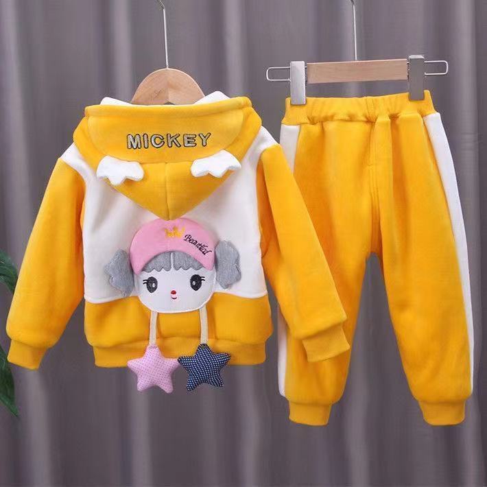Mädchen Herbst Outfit 2025 Neue Stil Mädchen Bab Winter mit Plüsch und verdickter zweiteiliger Cartoon-Jacke_voghion.com