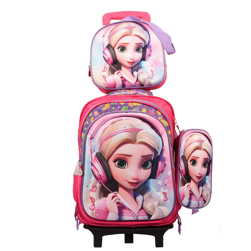 Export Trolley Mochila mochila con luz en la parte posterior para estudiantes de primaria de grado 1-6 nueva mochila de nailon de gran capacidad para subir escaleras