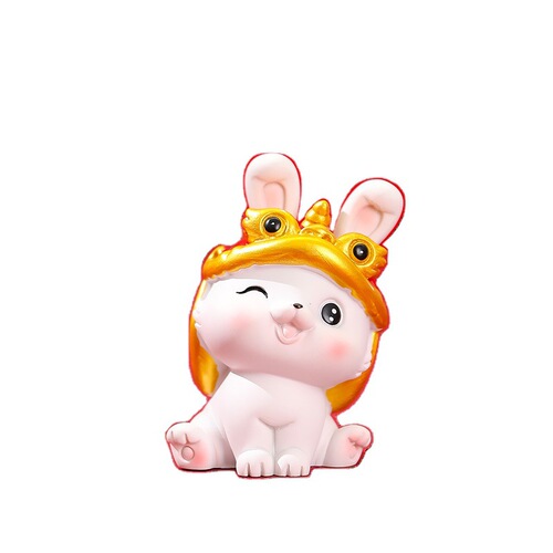 New Year Rabbit Mascot Style Chinese Style Home Decor Ornament Internet Pop Cute Little Rabbit Resin Craft Gift