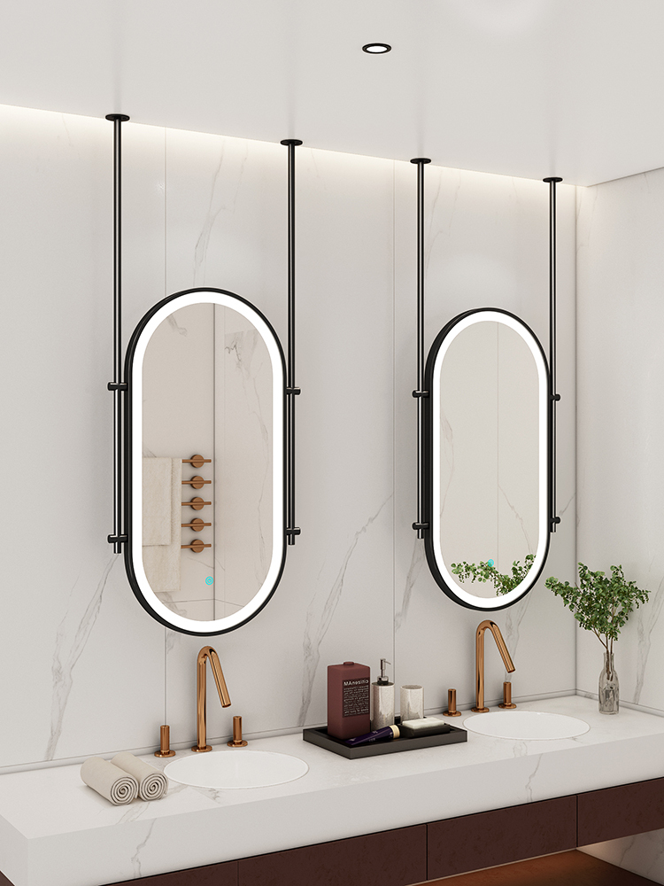 Hotel Bathroom Toilet Ceiling Bathroom Mirror B&B Bathroom Hanging Mirror Suspended Smart Bathroom Mirror with Light