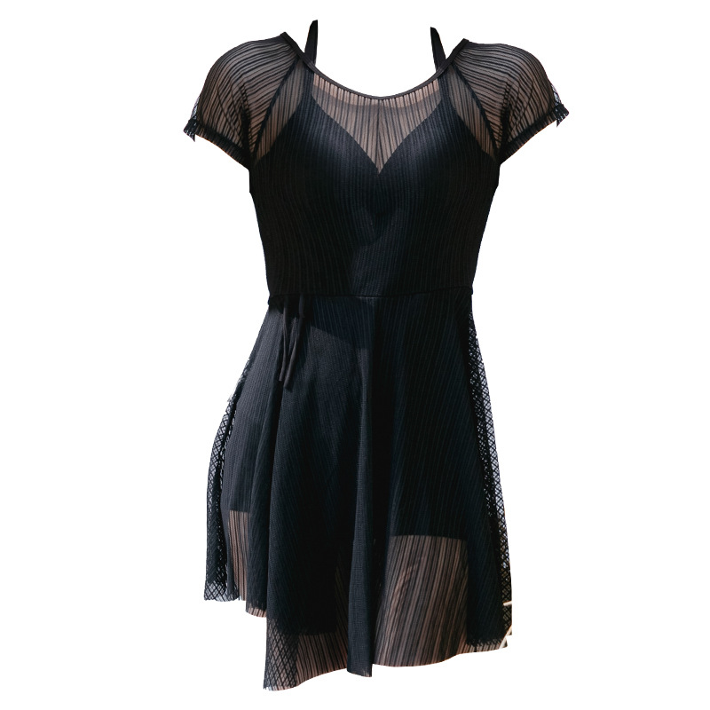 Boxer traje de baño de una pieza de estilo coreano de las mujeres falda conservadora de moda que adelgaza el traje de baño que cubre el vientre traje de baño de playa de aguas termales