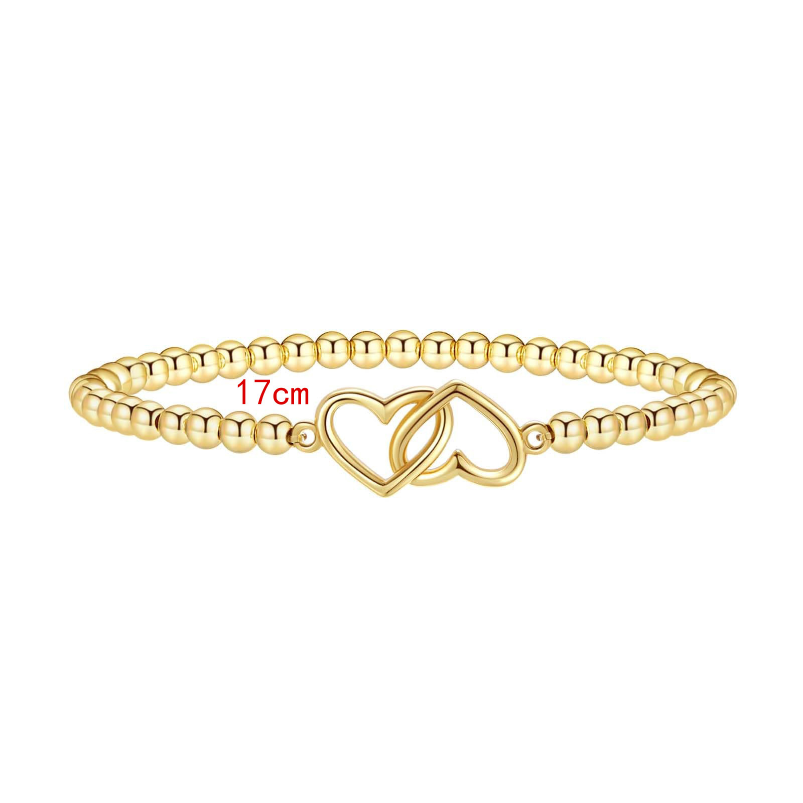 Bracciale con perline dorate nodo a cuore e anelli geometrici_voghion.com