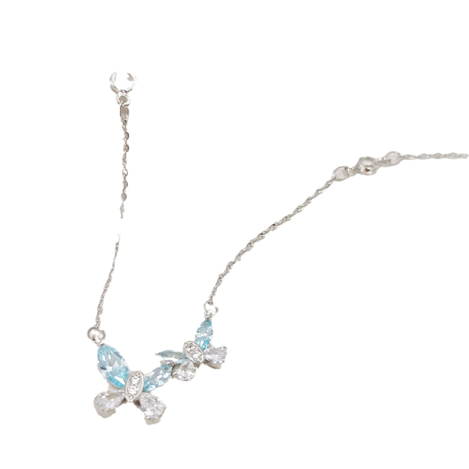 Blue necklace with zircon