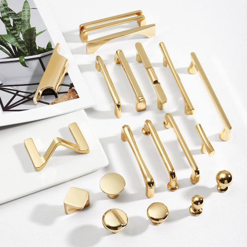 Modern simple hardware handle golden extended cabinet door handle wardrobe cabinet door American light luxury drawer single hole