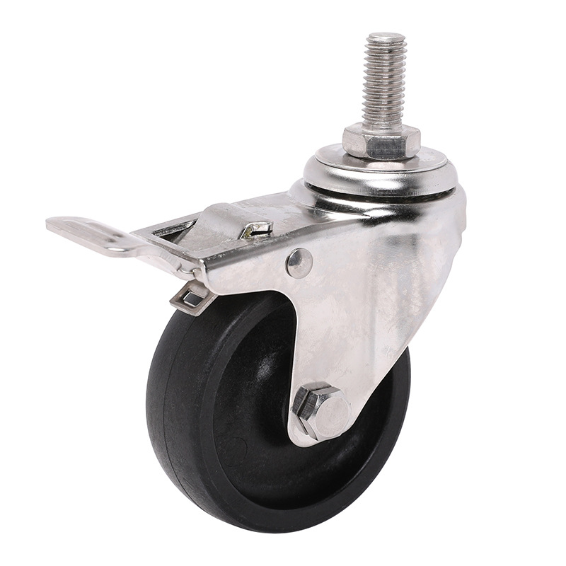 Rueda Giratoria de Poliolefina PO S34-03 2.5 3 4 Pulgadas de Acero Inoxidable con Freno