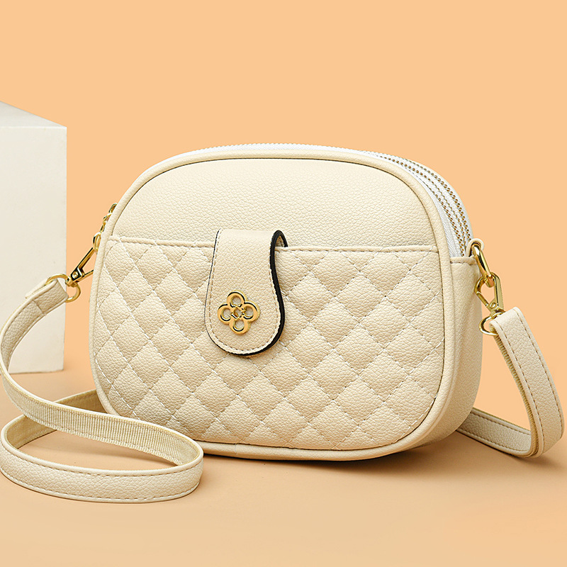 Nuevo bolso de otoño para mujer, bolso cruzado de cuero suave de alta gama, gran capacidad, bolso de hombro para mujer de mediana edad, bolso redondo pequeño y versátil
