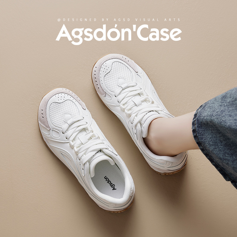 Augu Shi Deng zapatos blancos para mujeres 2025 primavera y verano nuevos zapatos deportivos casuales de malla suave Agan zapatos de entrenamiento de ballet