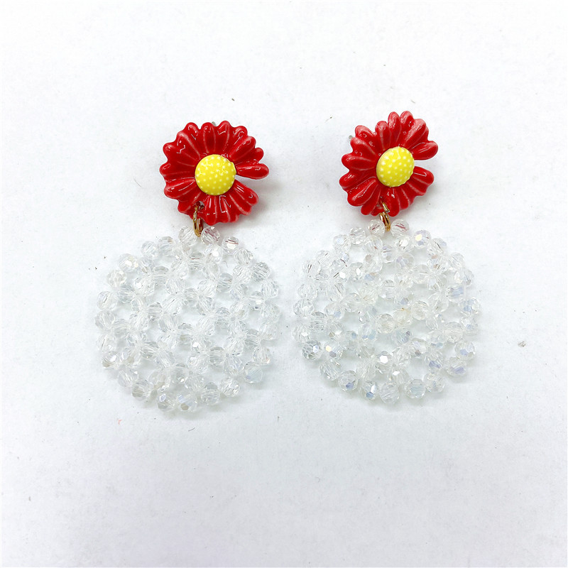 Missing Petals Daisy Flowers Hand-beaded Metal Earrings display picture 1