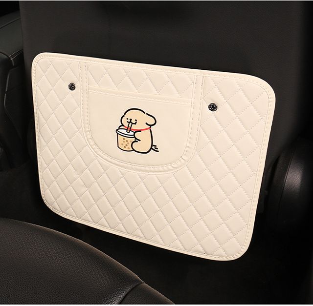 Universal Rear Seat Anti-Kick Pad for Cars, Leather Cartoon Car Seat Backrest Anti-Dirt Protective Mat, Dirt-Resistant Storage Pad