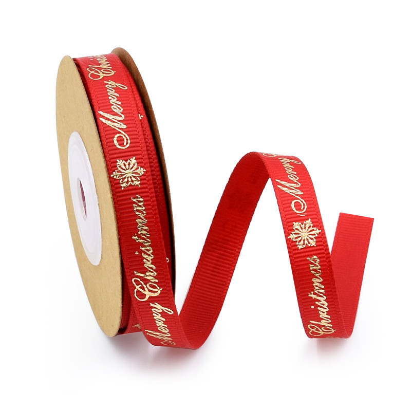 1cm Aliexpress transfronterizo estampado con letras ribbonas decoración de vacaciones regalo de embalaje de cinta de navidad 10 yardas