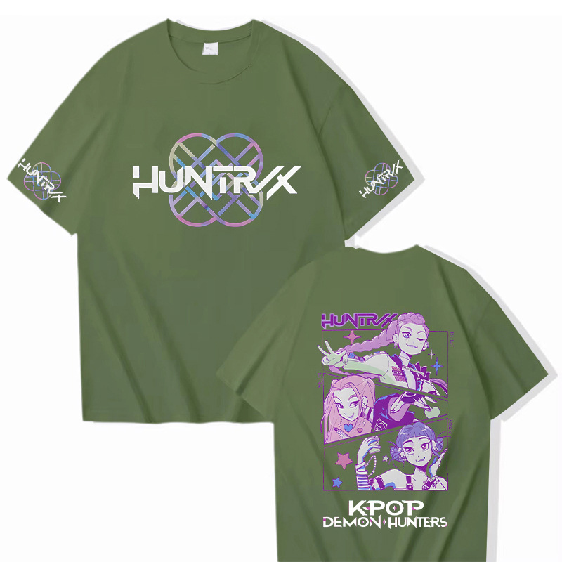 外贸猎魔女团KPop Demon Hunters纯棉中性款圆领上衣宽松休闲短袖|undefined