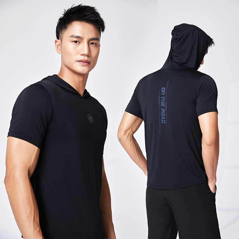 Los hombres y las mujeres de la misma seda de hielo de nylon corriendo camiseta verano deportes manga corta Camiseta suelta fitness de secado rápido ropa de pareja