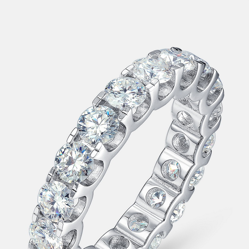 Reproducción en caliente transfronteriza, diseño de lujo ligero, hilera completa de diamantes, anillo de piedra de moissanita, anillo de diamantes de color brillante de plata S925, estilo europeo y americano