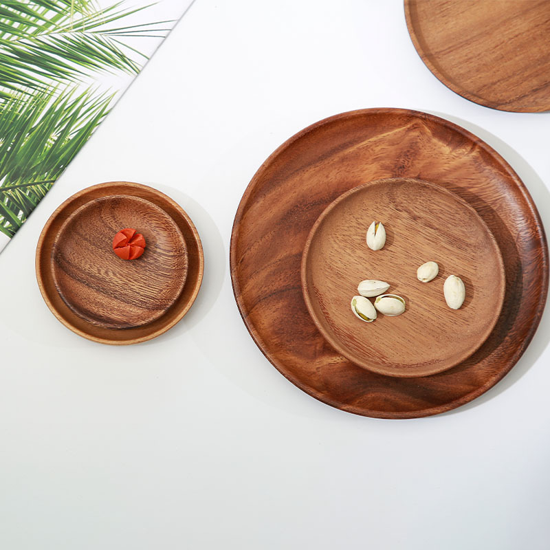 相思木個性創意餐具日式家用ins碟子多規格點心實木圓盤子甜點心