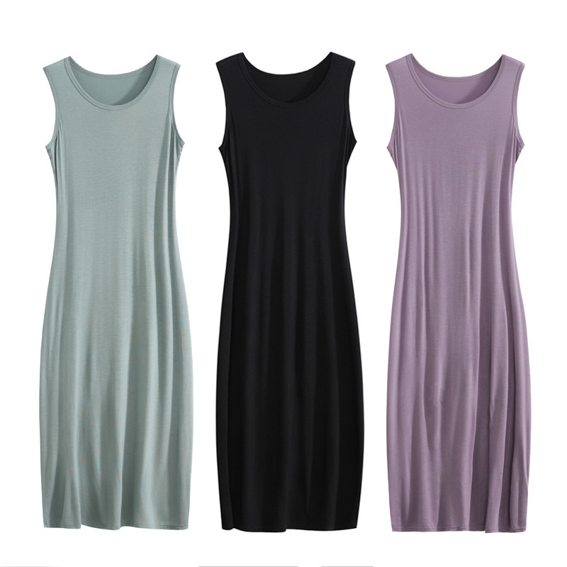 Modal Sleeveless Vest Dress for Women, New Summer Style, Slim Fit, Fashionable Suspender Dress, Home Long Dress That Can Be Worn Outside