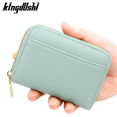 Anti-magnetic Solid-Color Coin Purse with Zipper, Women's Style, High-Capacity Organ Card Holder