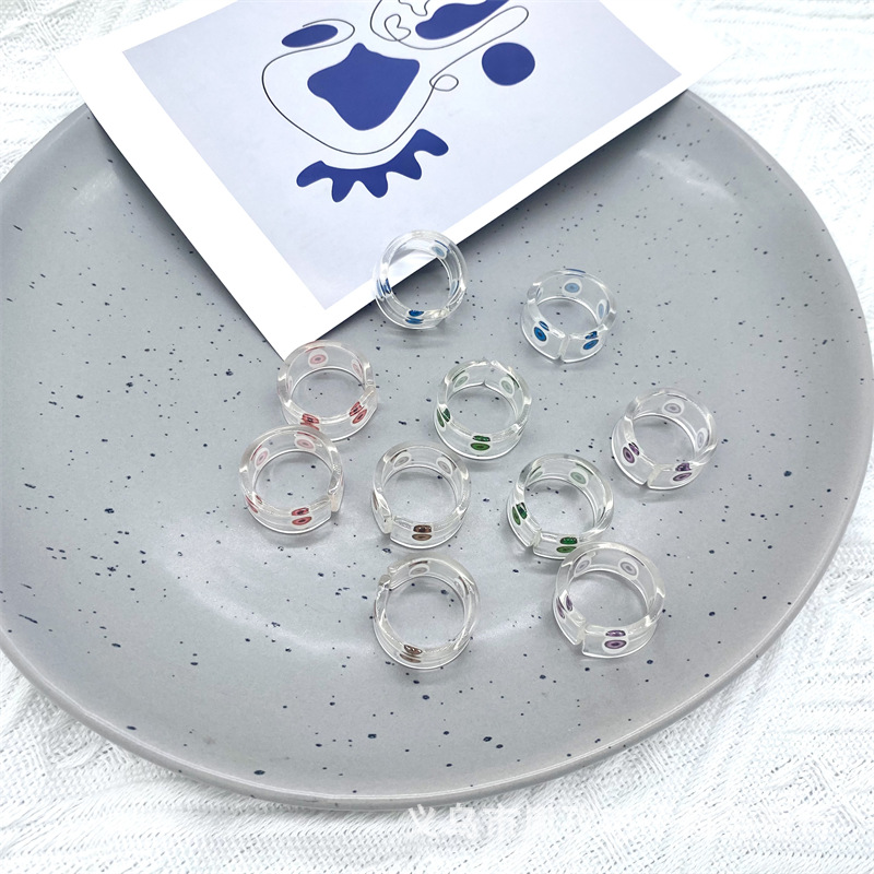 Comercio exterior transfronterizo europeo y americano ins estilo creativo resina acrílica color Anillo del Ojo del Diablo ojos azules