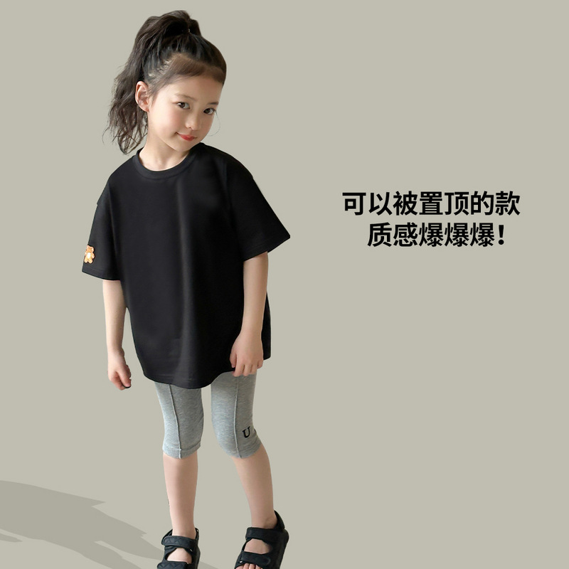 女の子半袖2024夏の新しい子供tシャツ洋気子供服シャツの中の子供の氷感長袖が薄い|undefined