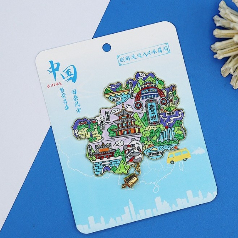合金地图冰箱贴全国著名景点旅游文创国潮金属城市打卡冰箱贴批发|undefined