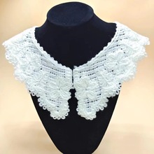 毛线刺绣娃娃领米黄色花边假领子现货批发花边衣领百搭披肩装饰