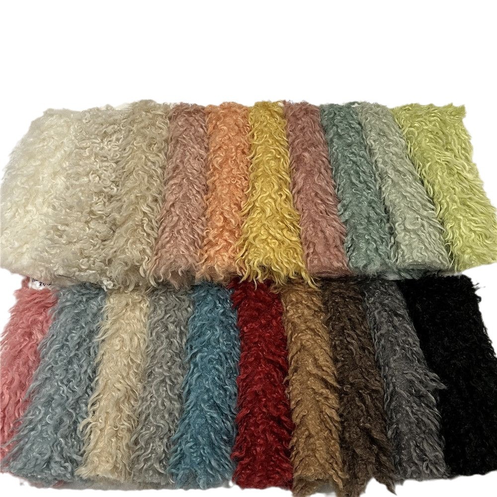 现货3CM长卷毛萝卜丝长毛绒滩羊毛大羊卷 抱枕玩具服装毛绒面料