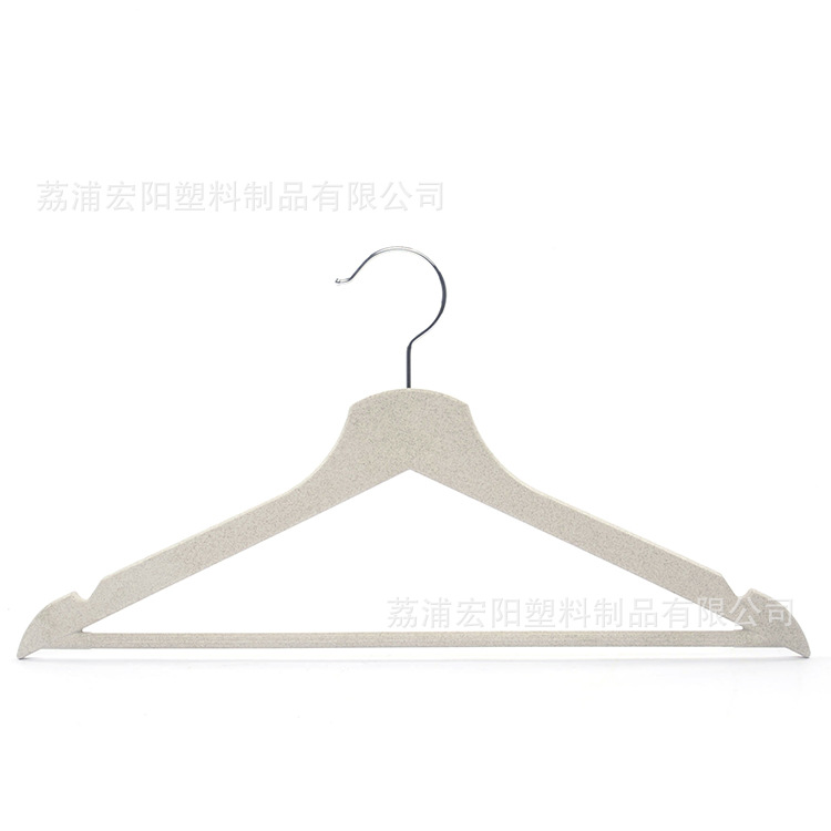 秸秆衬衫衣架TC证书发票带横杆衣服挂100%回收GRS塑料仿木衣架