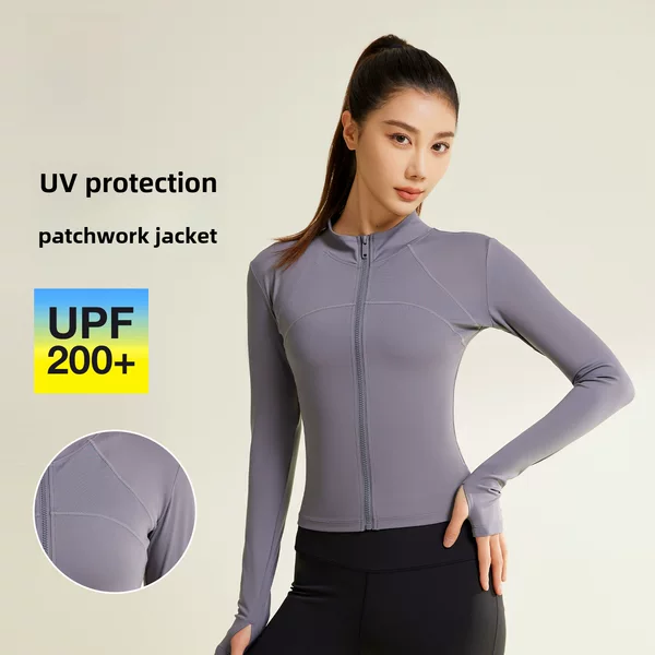 Juyitang Patchwork Yoga Jacket, Breathable Anti-Uv Fitness Clothing, Slimming and Light Sun Protection Clothing