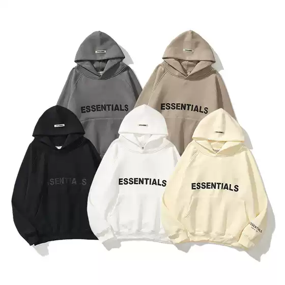 Pure Cotton Coat Kanye Men's and Women's Same FOG Line ESSENTIALS Pressing Glue Three-Dimensional Letter Hoodie Sweater