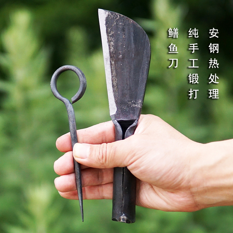 安钢手工锻打鳝鱼刀弯背杀黄鳝刀泥鳅刀易磨钢火好鲫鱼刀破黄鳝
