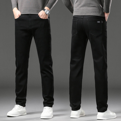 Men's special price padded and thick jeans, straight leg loose winter warm men's casual long pants