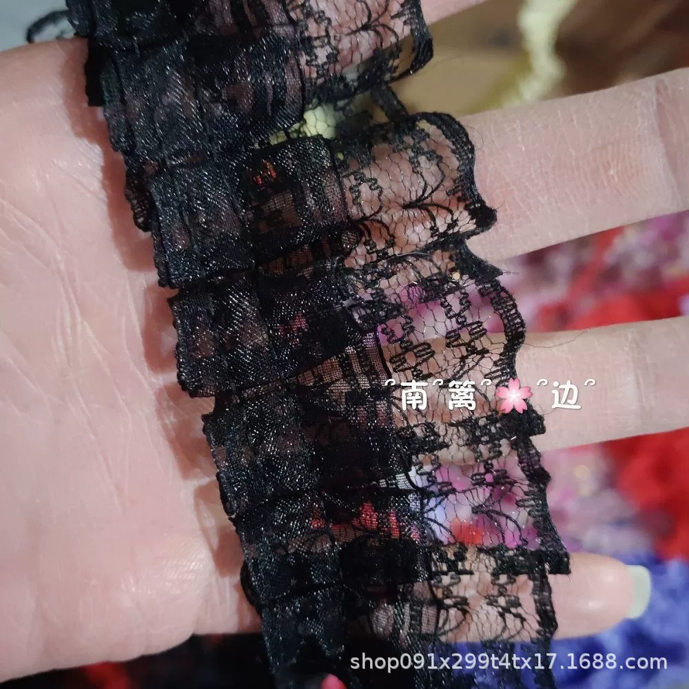 Dual‑layer ruffled lace trim, 4.5 cm wide, decorative sewing ribbon