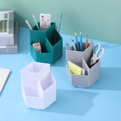 Large-capacity pen holder student stationery storage box 360-degree rotating creative inclined insertion plastic stationery storage pen box