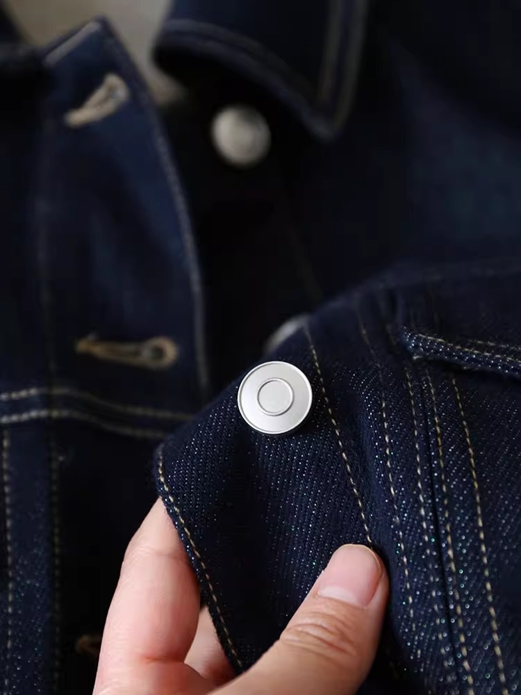 Women's Denim Jacket Bright Silk Lapel Niche Design Short Coat_voghion.com