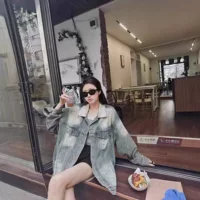 High Street Американский ретро вымытый старый джинсовый пиджак женская весна и осень свободная куртка oversize