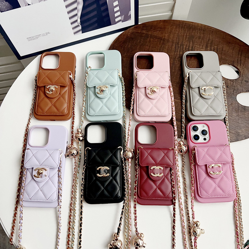 Crossbody Card Holder Quilted Leather Chanel-Style European and American Suitable iPhone 17 Pro Max Light Luxury Apple 16 Phone Case
