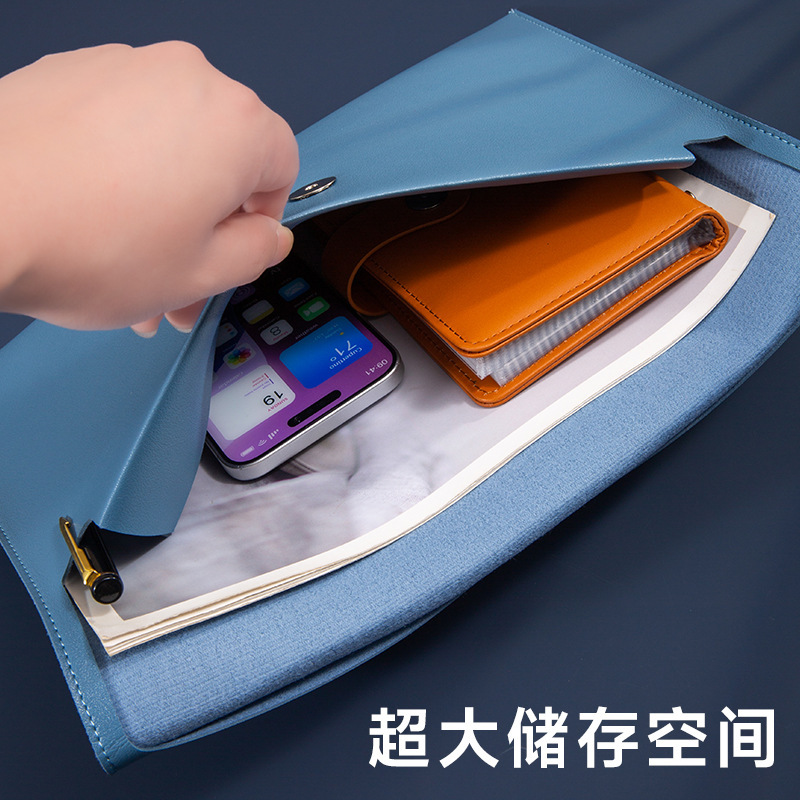 Magnetic suction leather file bag large capacity business meeting file bag waterproof office information storage book custom logo Magnetic suction leather file bag large capacity business meeting file bag waterproof office information storage book custom logo