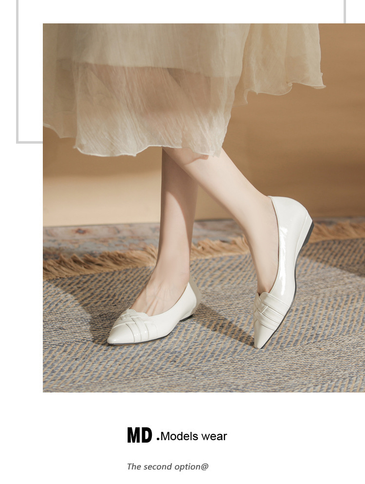 Giày cao gót nữ mũi nhọn gót wedge kiểu Pháp, gót thấp, miệng nông — màu đen chi tiết 12