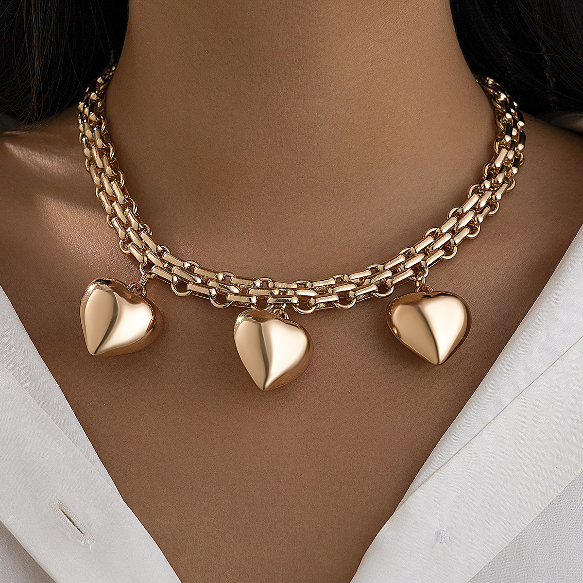 77g Weight CCB, Alloy Pendant Material Pendant Necklace Classification Iron Chain Material 1 Piece Quantity Holiday, Daily Occasion CCB, Alloy, Iron Material Star, Heart Shape Pattern Women's Gender Casual, Simple Style Style Casual Simple Style Star Heart Shape CCB Alloy Iron Wholesale Pendant Necklace 2