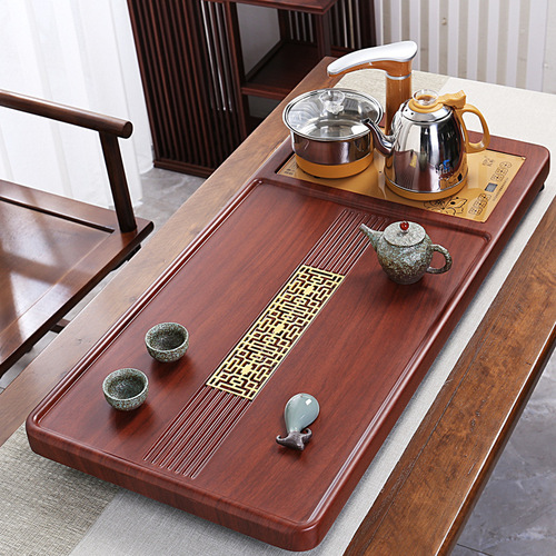 Tea Tray Solid Wood Black Ebony Tea Table Integrated Fully Automatic Electric Wood Tea Set Household Simple Tea Tray Wholesale 