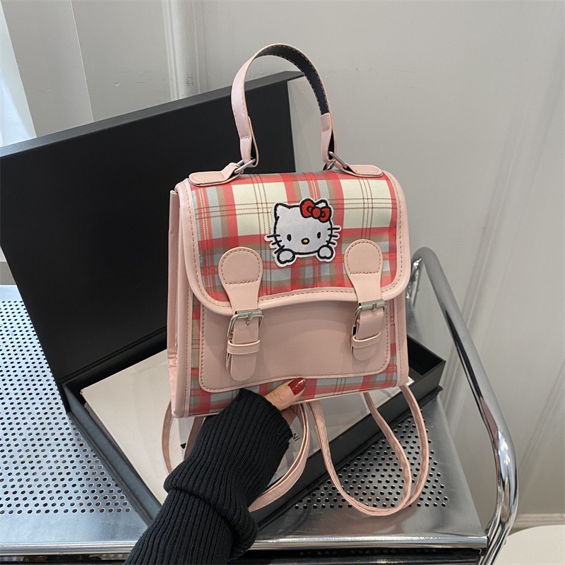 Mochila de niños de estilo casual de nicho de placas 2024 nueva mochila pequeña color contraste simple mochila portátil