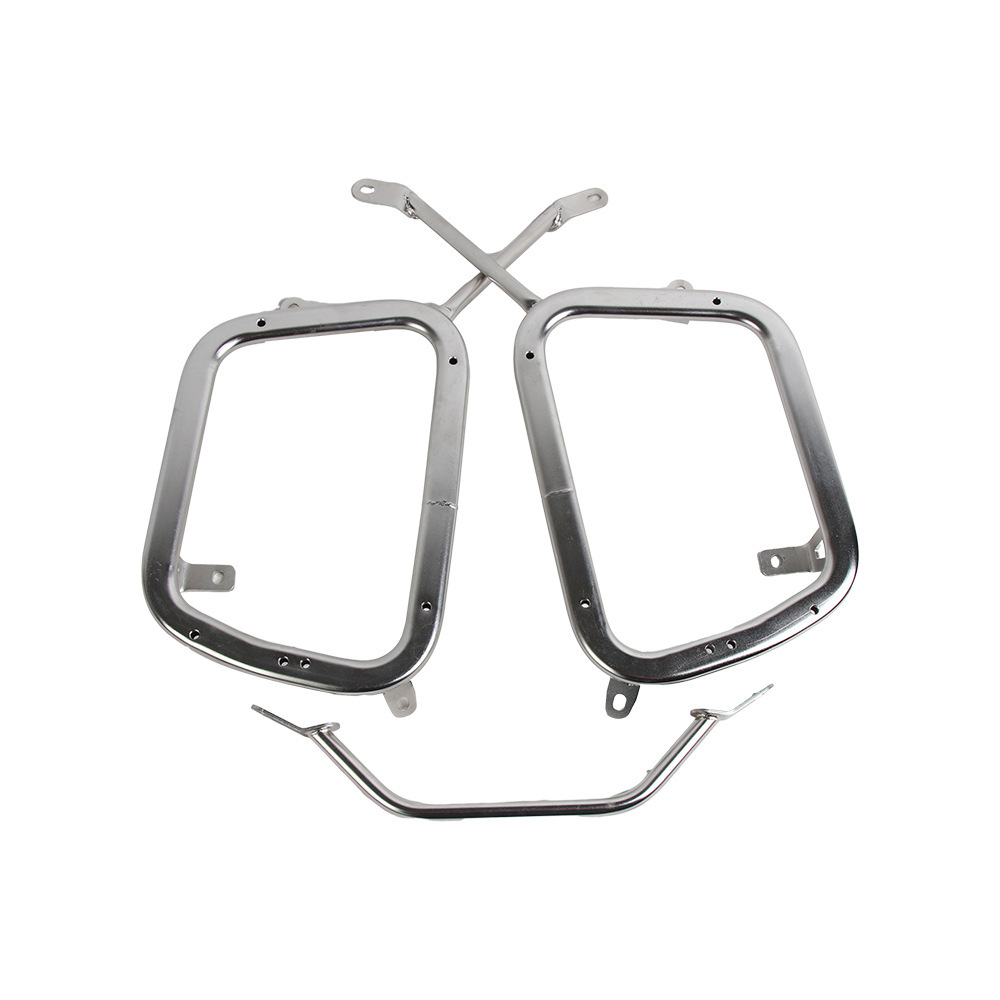 Adecuado para Benali Jinpeng trk502X caja lateral de la motocicleta soporte de acero inoxidable caja lateral derecha ocultando soporte de tubo de escape