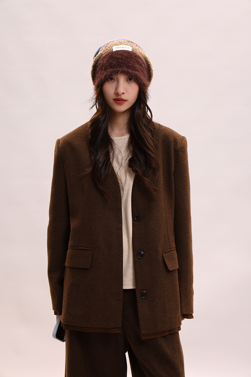 Cappello di lana per bambini, lavorato a maglia, con filato di piume femminili, impilato, che mostra il viso, piccolo calore autunnale e invernale, freddo cappello di lana, maschile_voghion.com