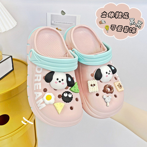 Couple's hole shoes small dog outer new non-slip ins trendy thick-soled nurse beach toe sandals women's summer slippers