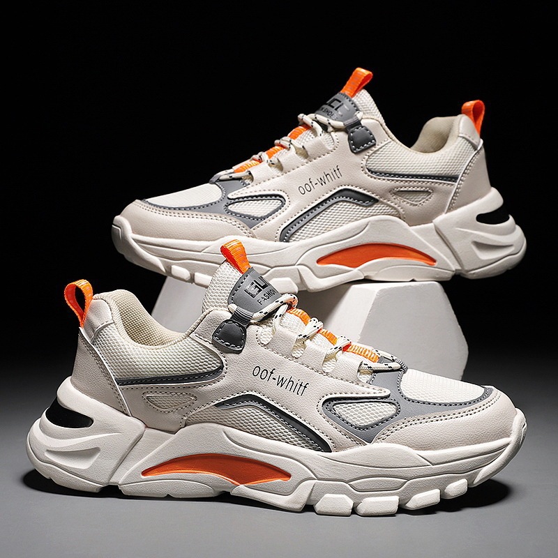 Cross-Border Men's Shoes, Lightweight and Versatile, New Men's Sports Shoes, Low-Top Color-Blocked Dad Shoes, Breathable Korean-Style Running Shoes