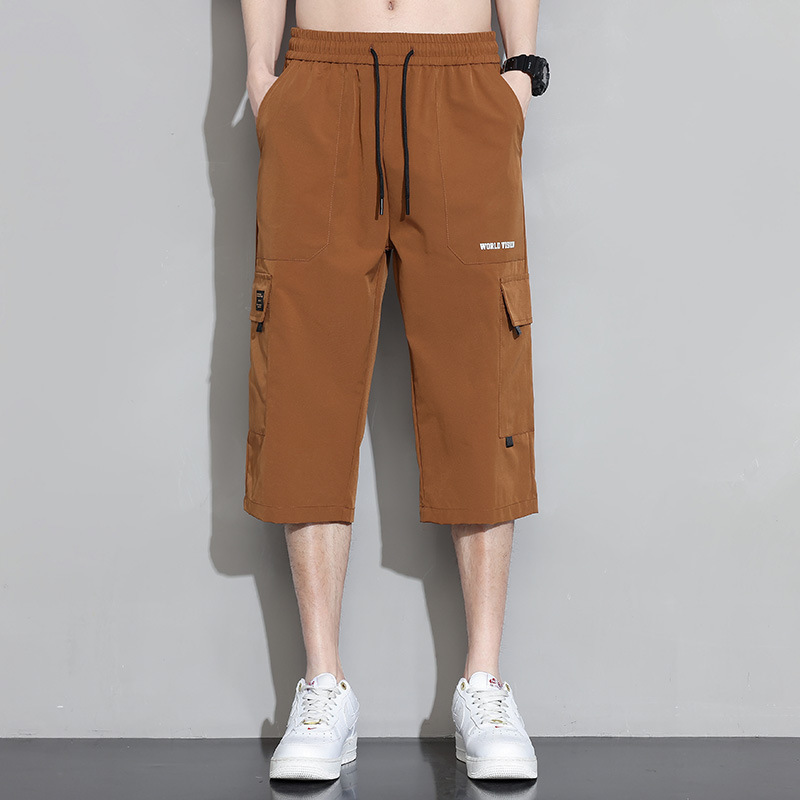 Pantalones de herramienta para hombres de verano delgados pantalones deportivos de moda pantalones cortos casuales sueltos pantalones rectos de calle alta