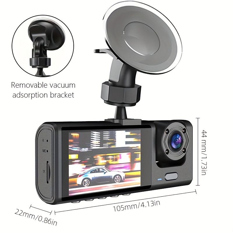 Three-Lens Car Dashcam, New Cross-Border Model, Enhanced Night Vision, Wifi Connectivity for Parking Monitoring