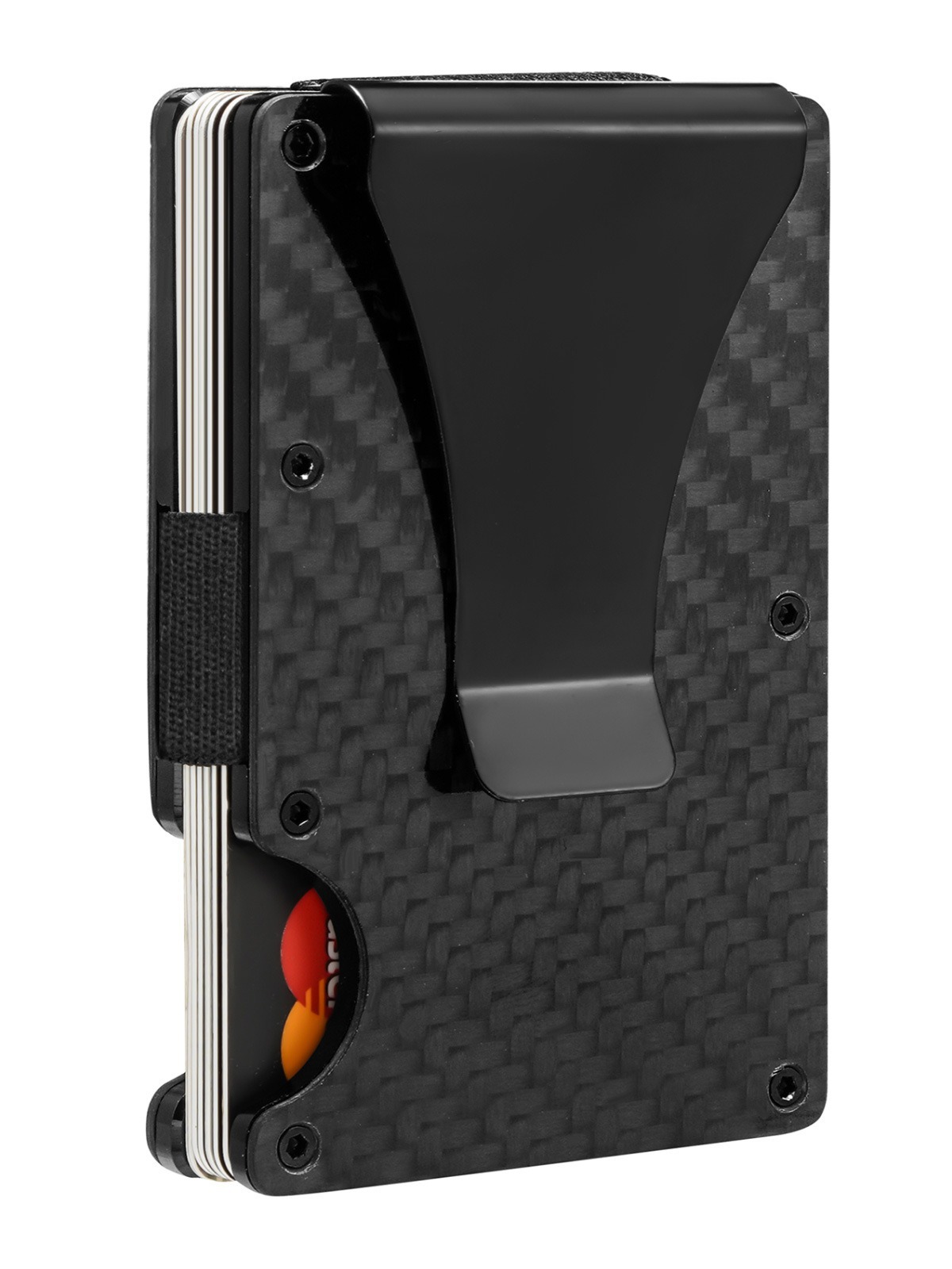 Cartera metálica de fibra de carbono con bloqueo RFID, diseño antirrobo, ideal para tarjetas de crédito o identificación, venta directa de fábrica