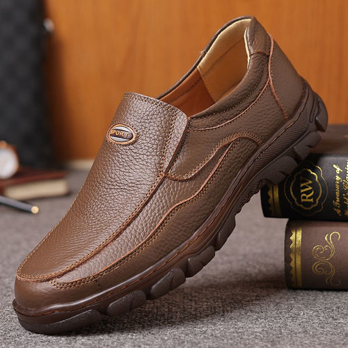 Men's Business Casual Leather Shoes with Cowhide Sole Men's Shoes for Middle-aged and Elderly