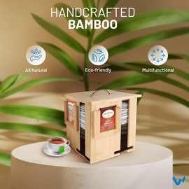 可旋转酒店宾馆客房用四格独立大容量红茶包咖啡包糖包收纳竹盒